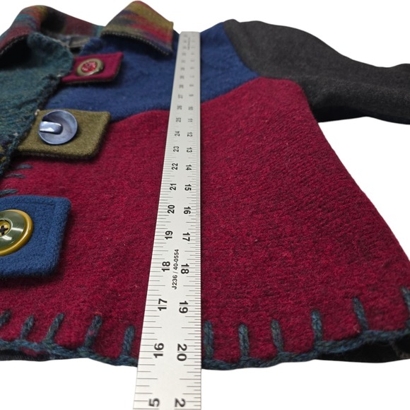 BAABAAZUZU Jacket Coat Upcycled Vintage Wool Patchwork USA Art to Wear Size M‎ - Picture 10 of 12
